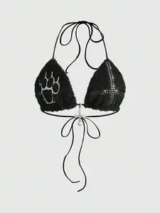 Tina Nico Avant Spring/Summer Y2K Autumn/Winter Furry Sexy Cross Studded Embroidered Rhinestone Bikini Camisole