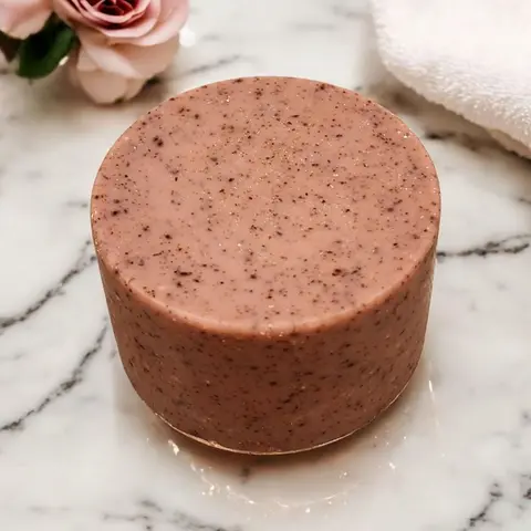 SOAPS BY LELA Gentle Brightening Handmade Small Batch Facial Cleanser Bar - 2.7oz Alcohol-Free Rose Clay Bar with Apricot Seeds, Walnut Shell, Pink Grapefruit & Tea Tree Oils for Exfoliating, Deep Cleansing Soap, Oily Skin Balance (Skin Care Cleansing)