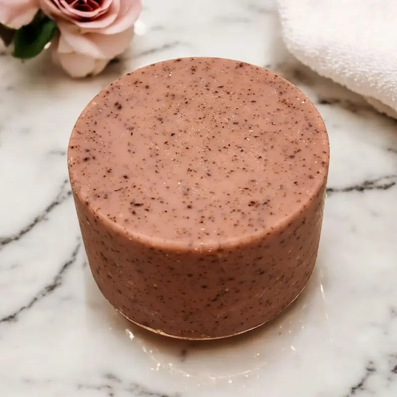 SOAPS BY LELA Gentle Brightening Handmade Small Batch Facial Cleanser Bar - 2.7oz Alcohol-Free Rose Clay Bar with Apricot Seeds, Walnut Shell, Pink Grapefruit & Tea Tree Oils for Exfoliating, Deep Cleansing Soap, Oily Skin Balance (Skin Care Cleansing)