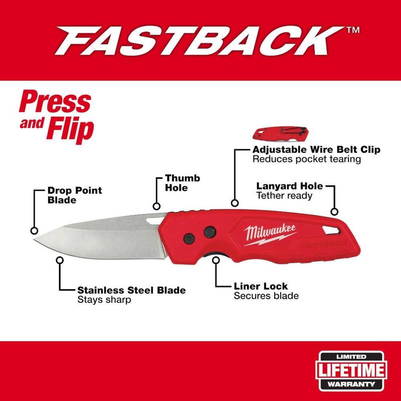 FASTBACK Stainless Steel Folding Knife with 2.95 in. Blade