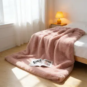 ROSEKIND Fluffy Weighted Faux Rabbit Fur Blanket(summer sale、mid year sale、deals for you、restock、dealsforyoudays) , Ultra Soft Blanket for Couch,Sofa,Bed,Machine Washable., Fluffy Fabric Throws, Fur-Textured Throws