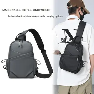 2026 trendy black leather shoulder bag, urban men's bag, suitable for short trips
