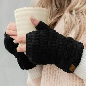 Fingerless Gloves C.C Warm Soft Lined For Women Outdoor