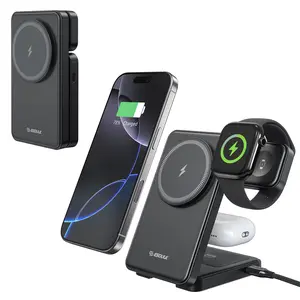 Esoulk 3-in-1 Folding Portable Magnetic Fast Wireless Charger phone Holder