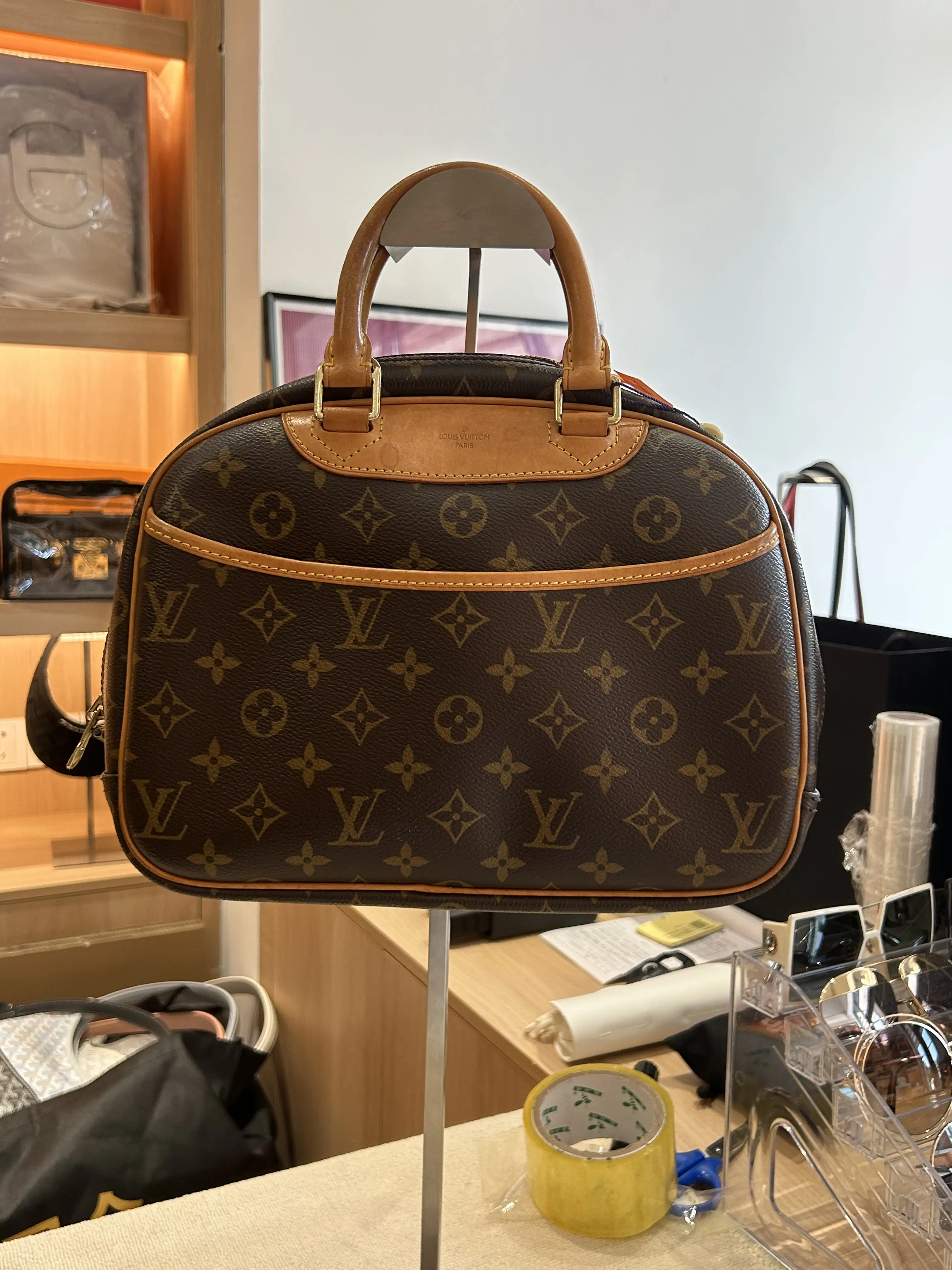 Pre-owned Louis Vuitton Trouville Monogram Canvas Bowling Handbag