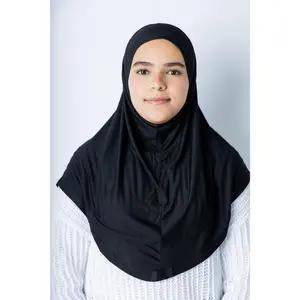 One Piece Slip on Jersey Hijab - Black