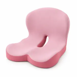 Pink Ergonomic Seat Cushion with Back Support for Women, Memory Foam Coccyx & Tailbone Pressure Relief Chair Cushion, Cute Washable Non-Slip Cushion for Office, Car, Home, Dorm, Vanity, Wheelchair & Travel