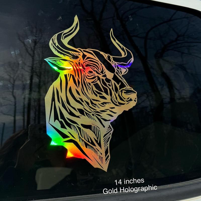 Bull Decal Sticker - Outdoor Car Truck Vinyl, 7+ Years Lasting - Step-by-Step Instructions Included - Easy Apply stickers Vehicle Exterior Decoration