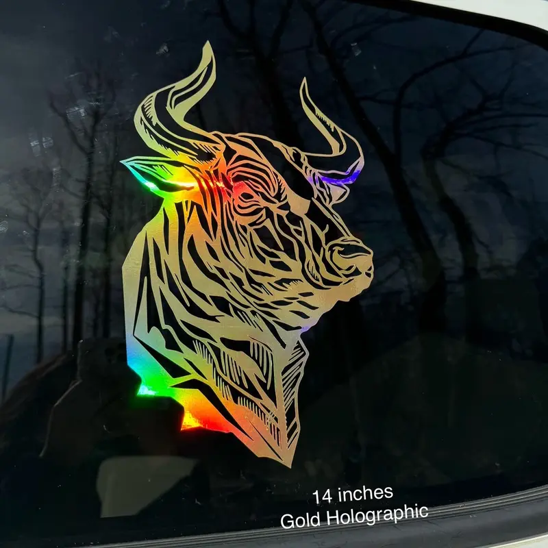 Bull Decal Sticker - Outdoor Car Truck Vinyl, 7+ Years Lasting - Step-by-Step Instructions Included - Easy Apply stickers Vehicle Exterior Decoration