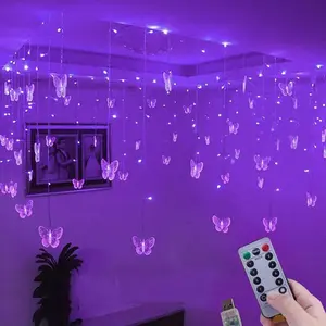 12ft USB-Powered Fairy Icicle Lights Night Light with 8 Modes - Perfect for Indoor/Parties, Weddings, Christmas & Room - Purple