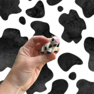 Mini Cow Fidget Toy - Cute 3D Printed Black and White Spotted Cow - Farm Animal Desk Toy - Stress Relief Gift - Cow Lover Gift