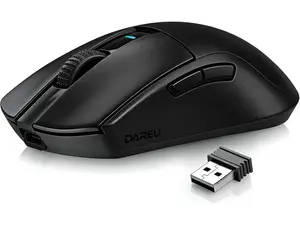 DAREU A950GM Wireless Gaming Mouse, 60g Lightweight, 26K DPI PAW3395 Optical Sensor, 2.4G/BT/Wired, Support 30-40min Fast Charge, 5 Programmable Buttons for PC/Laptop/Mac, BLK
