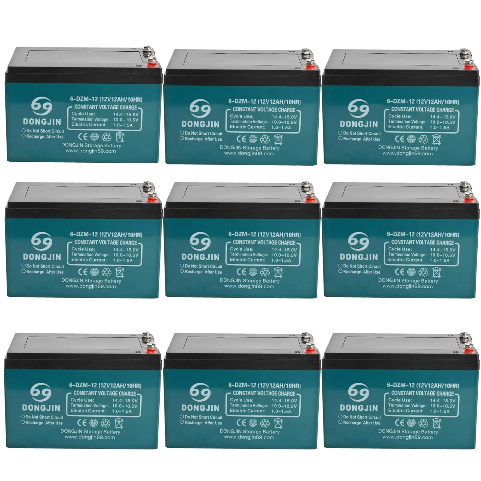 9 Pack Go Kart Powersports Battery 12V 12AH 6-DZM-12 AGM Gel Sealed Lead Acid Maintenance-Free Rechargeable Batteries for ATV UTV Drift Trike Karting Quad Buggy Scooter Ebike Dirt Pit Bike Motorcycle