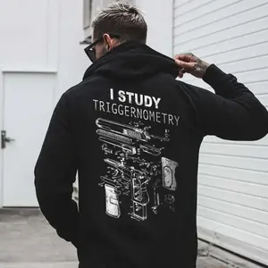I Study Triggernometry Shirt, Funny Gun Lover T-Shirt, Pro 2A Sweatshirt, Tactical Hoodie for Men S