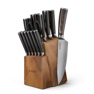 15-PIece Classic Kitchen Knife Block Set - No Laser