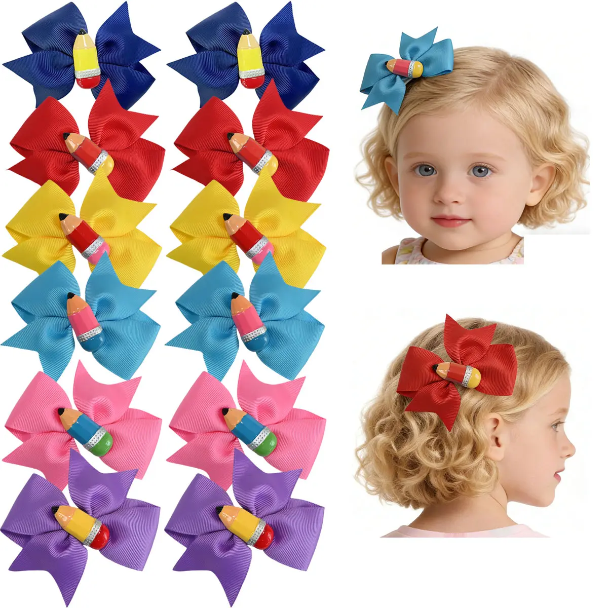 JoyBowie 6pcs 4inch Grosgrain Ribbon Hair Bows for Girls, Small Alligator Clip Hair Accessories, Cute Toddler Baby Girl Hair Clips, Kids Hair Bows for Everyday Wear & Special Occasions