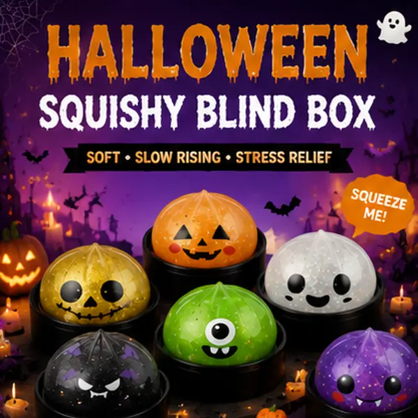 2026 Exclusive Special Halloween Edition Bun Squishy Toy,Cute Collectible Blind Box Sensory Toy with Steamer Box,,Kawaii Face Squeeze Toy, Soft Squish Fidget Toy for Anxiety Relief,Perfect Gift for Kids & Adults,Ideal for All Festivals & Holidays
