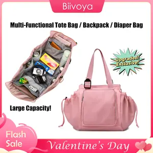 【BIIVOYA】 Multi-Functional Women's Bag: Expandable Large Capacity Mommy Diaper Bag, Travel Backpack & Commuter Tote with Multiple Compartments for Daily & Holiday Use.