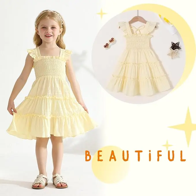 SummerVibes Toddler Girl Dress Kids Sleeveless Ruffle Dresses for Girls  Summer Outfits Beach Sundress - TikTok Shop