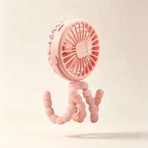 1pc Portable Stroller Fan with Flexible Octopus Tripod, USB Rechargeable Mini Personal Fan, 3 Speed Adjustable 360° Rotatable Quiet Handheld Fan, Battery Operated Cooling Fan for Baby Stroller, Car Seat, Camping, Travel, Outdoor