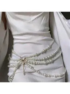 Women's Faux Pearl Decorated Body Chain, Belly Chain, Waist Chain, Fashionable Beaded Design Body Jewelry for Beach Party Vacation, Elegant All-match Fashion Accessories for Daily Wear, Decoration