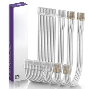 16AWG PSU  Extension Kit, Sleeved Custom Mod GPU PC Audio Video Power  Soft Braided Cables with Comb Kit, 24P/8P to 6+2P/ 8P to 4+4P 30CM