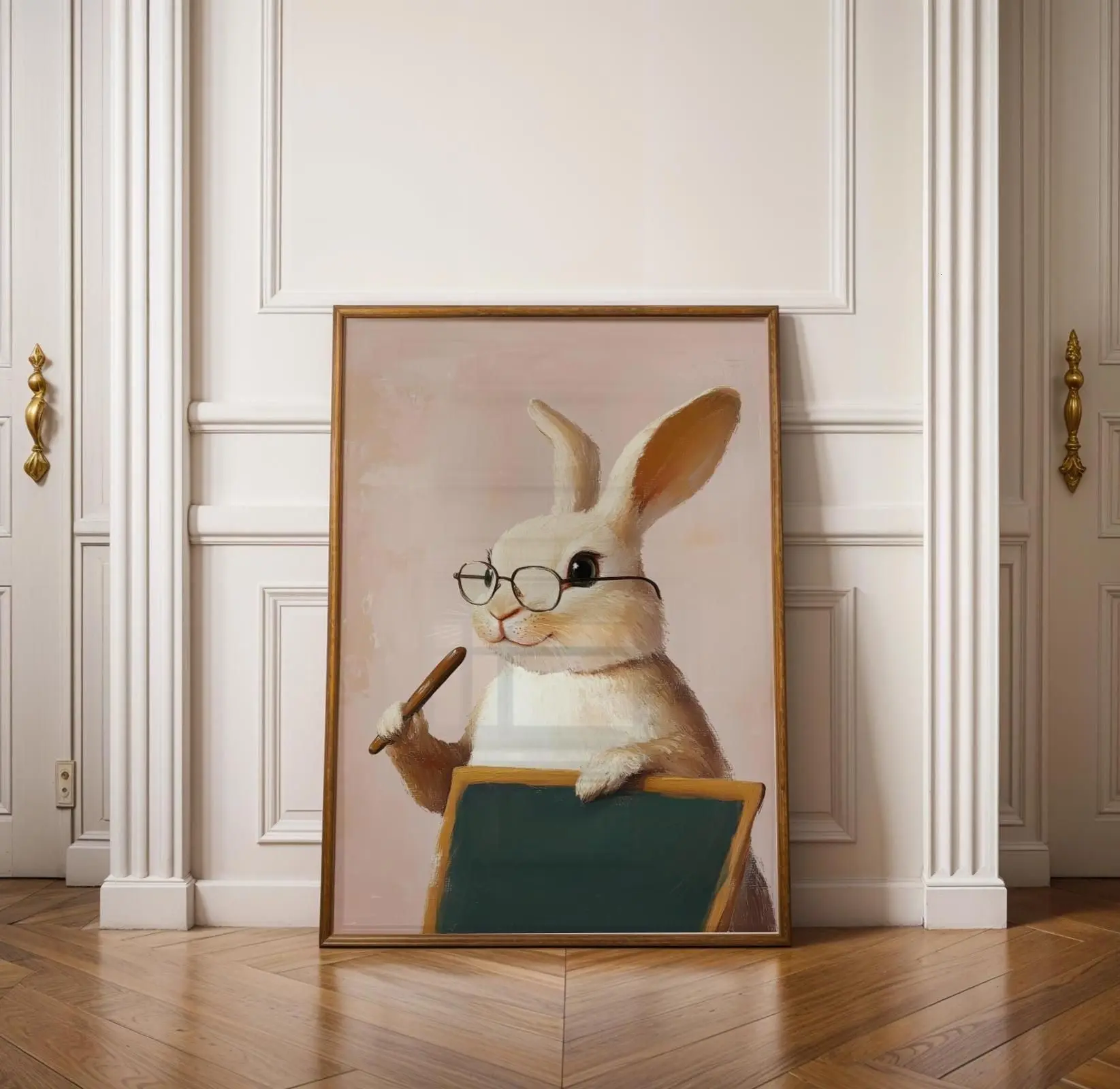 Cute Bunny Wall Art, Bunny Nursery Decor, Bunny Teacher Print, Whimsical Bunny Wall Decor, Retro Bunny Print, Cute Bunny Poster