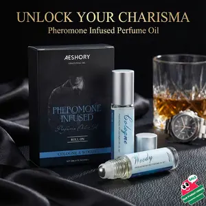 AESHORY Pheromone Cologne for Men - Roll-On Perfume Oil Set (Cologne & Woody) - Attract Women & Boost Confidence