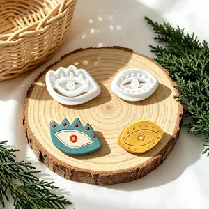 2pcs Molds for Creating Eye Shapes from Polymer Clay, Featuring Embossed and Eye-Shaped Cutters, Ideal for Making Jewelry Including Pendants and Nose Studs, Flower shape clay mold, Spring clay mold, clay mold for mother's day, DIY clay mold for mom