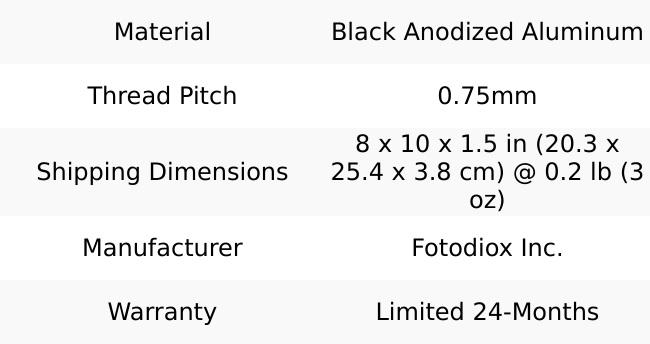 Fotodiox Step-Up Ring Set - Set of 7 Anodized Aluminum Filter Adapter Rings