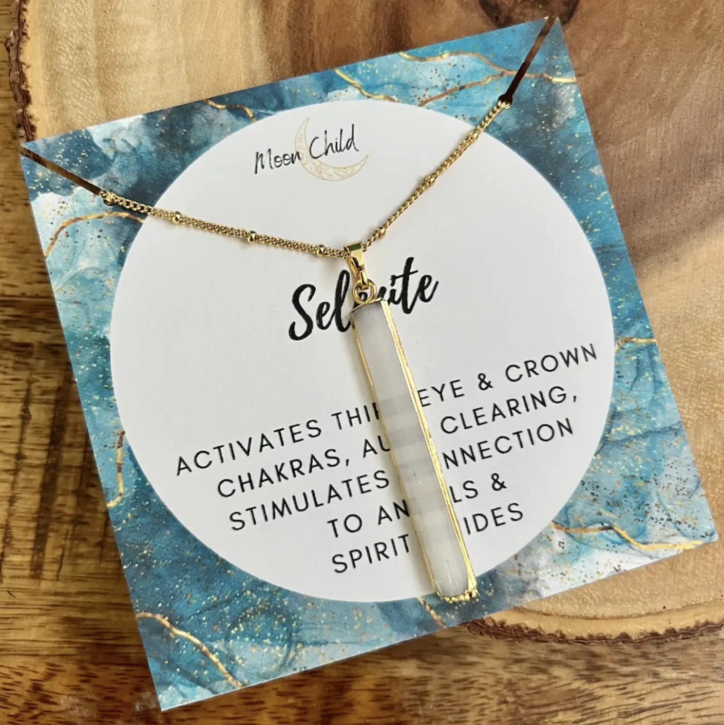 Gold Selenite Pendant ~ "Aura Clearing" earthy jewelry