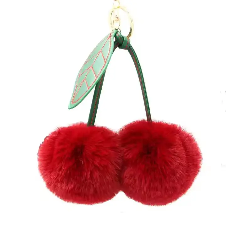 AandinaA Cute Cherry  Bag Charms for Handbags Pom Pom Purse keychain