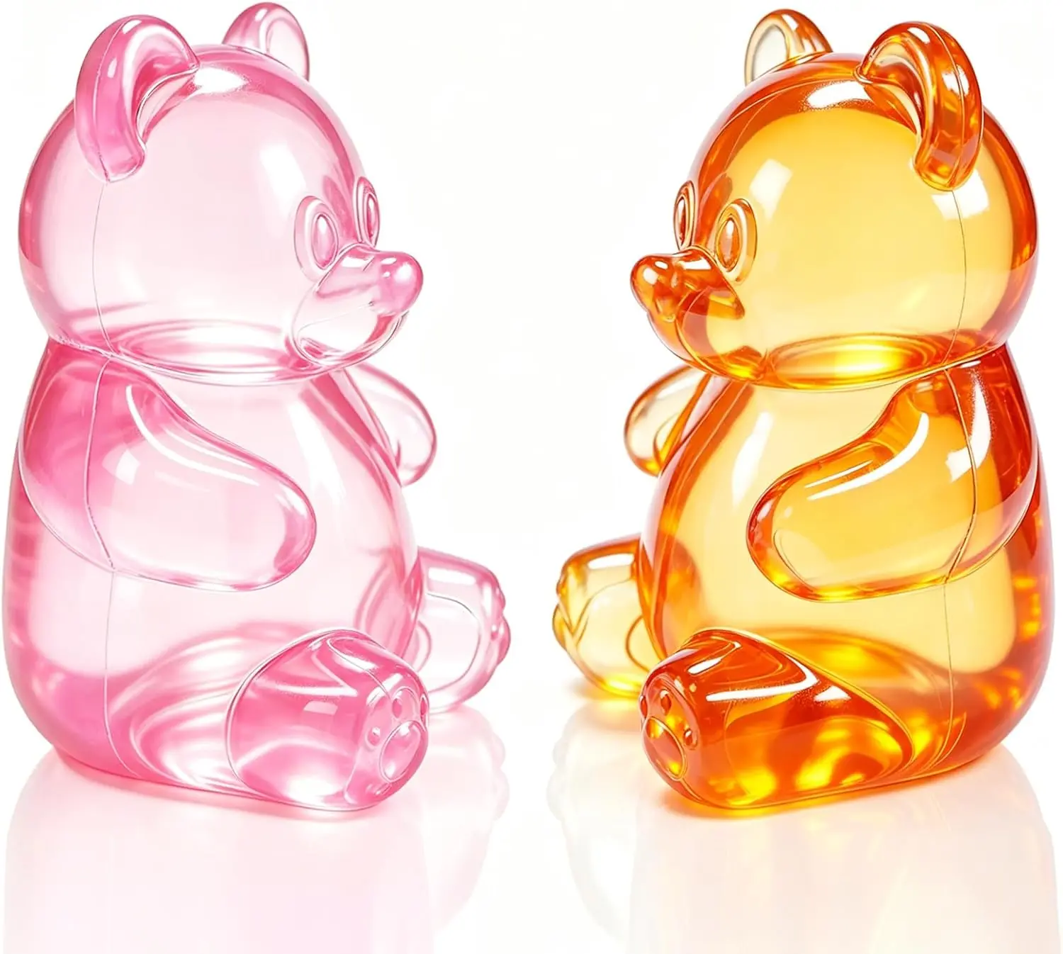 2 Pcs Gummy Bear Squishyies Fidget, Squeeze Stress Balls for Anxiety Relief, Maltose Filled Fidget Toys for Adults, Party Favors, Birthday Gifts, Classroom Prizes & Goodie Bag Fillers (Pink&Yellow)