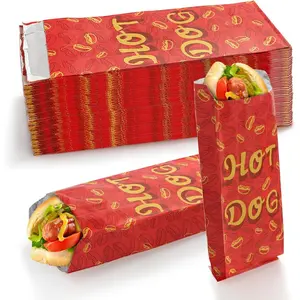 200 Pack Hot Dog Bags, Grease-proof Food Wrappers, Warming Aluminum Foil Wrap Paper Sleeves, 9.5x3.5x1.5 Inches, Retain Heat for Popcorn, Sausages, Snack Bars, For Food Trucks, Carnival