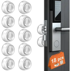 Door Knob Stopper Rubber Wall Protector, Door Knob Bumpers for Wall, 18 count Small Door Stopper and 20 count Bumper Pads, Bumpers Doorstop, Cabinet Door Wall Protector