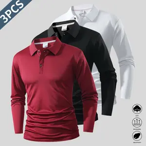 Pack Of 3 Casual Short Sleeve Crew Neck Mens Shirt Quick Dry Golf Tennis Shirt Comfortable Equestrian Clothing Fashion Sports With Color Blocked Neckline And Hem
