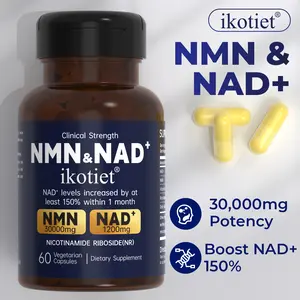 IKOTIET-NAD+ Supplement for Anti-Aging and Cell Regeneration, NAD+NMN, 300 mg Niagen, 30 Servings | Supports Cellular Energy, Skin Care, Brain, and Muscles | Niacinamide Ribose (NR) 1 Capsule Daily | 1 Bottle + 1 Trial Pack support cellular energy extra s