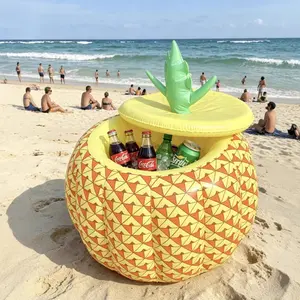 PVC inflatable pineapple ice bucket with lid, portable cold-resistant ice bucket for outdoor use, suitable for cola, beer, and fruit drinks