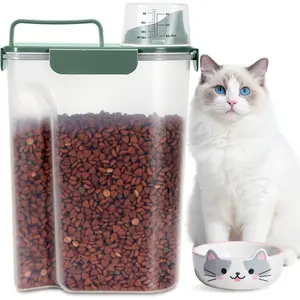 Cat Dog Food Storage Container 5 to 7 lbs, Secondary Pet Food Storage Container Beyond a Large Dog Food Bin for Daily Use, Easy-Pouring Bird Seed Dispenser, Travel Kibble Holder -Bottle Green