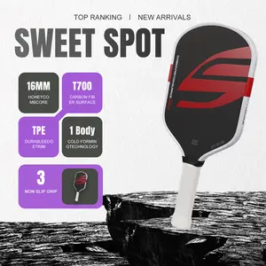 Carbon Fiber Pickleball Paddle 16mm Thick Honeycomb Core T700 Surface High Friction Spin for Beginners & Competitive Players