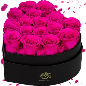 16- Forever  Heart-Shaped Box - Real Immortal Preserved Roses Lasting a Year,  for Birthday, Girlfriend, Mother, or Wife, Valentine Day  for Her - Reddish