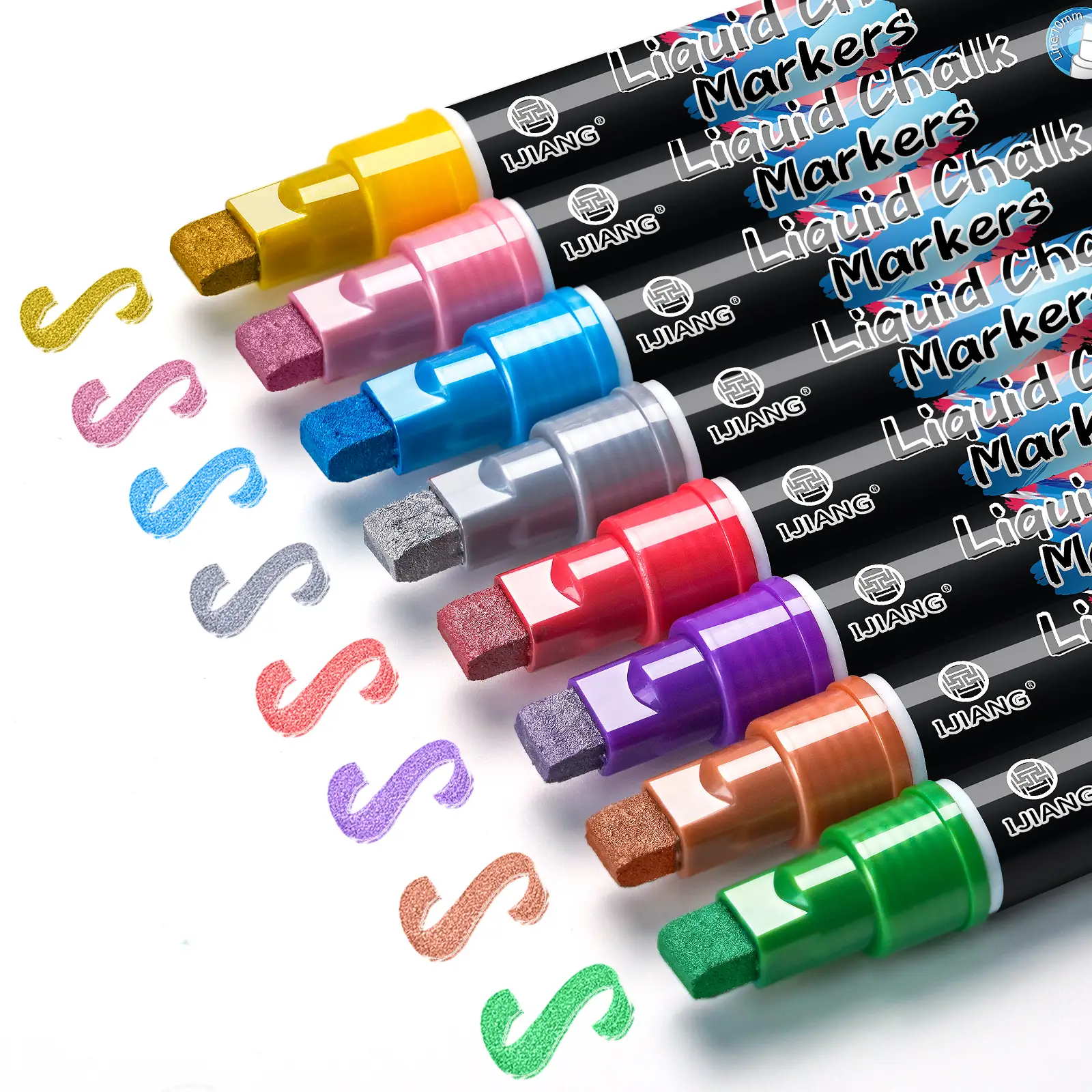Window Chalk Markers Washable, Metallic/Macaron/Neon Jumbo Chalk Marker Car Glass Erasable, Liquid Chalk Pens with 10mm Thick Tips for Chalkboard,Glas