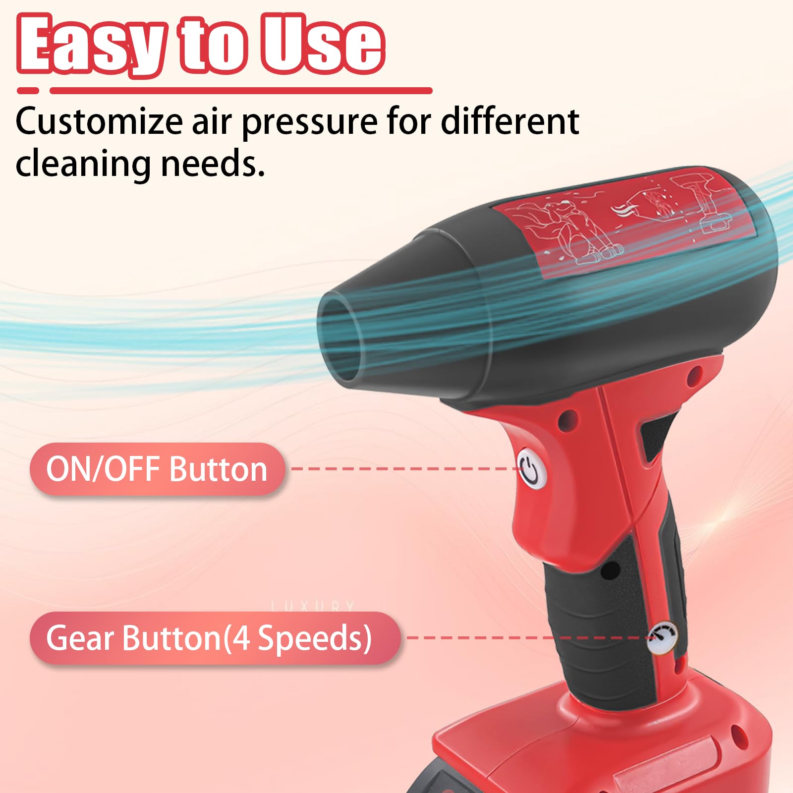 TPDL Cordless Air Blower for Milwaukee M18 18V Battery, 130000RPM Turbo Jet Fan, 4 Adjustable Speeds Portable Handheld Blower for Car Cleaning, Camping, Leaf Blowing (Tool Only, Battery Not Included)