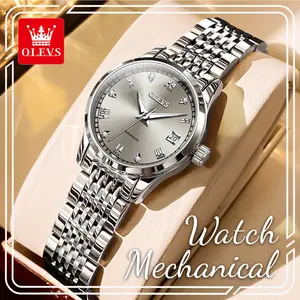 Premium OLEVS 6602 Women Automatic Mechanical Watch, 26mm Minimalist Small Dial, Luxury Stainless Steel, Waterproof Luminous Elegant Dress Watch
