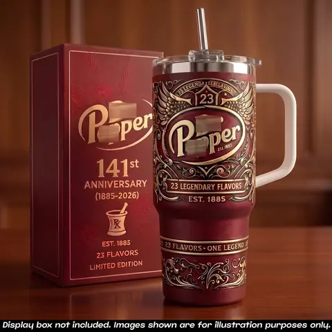141st Anniversary Soda Tumbler 40oz With Handle & Straw, Limited Edition 1885-2026 Collector Cup, Retro Pop Drinkware, 23 Flavors Stainless Steel Travel Mug, Insulated Beverage Tumbler, Vintage Soda Fan Gift