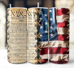 Patriotic We The People American Flag USA 20oz Tumbler w/straw and lid