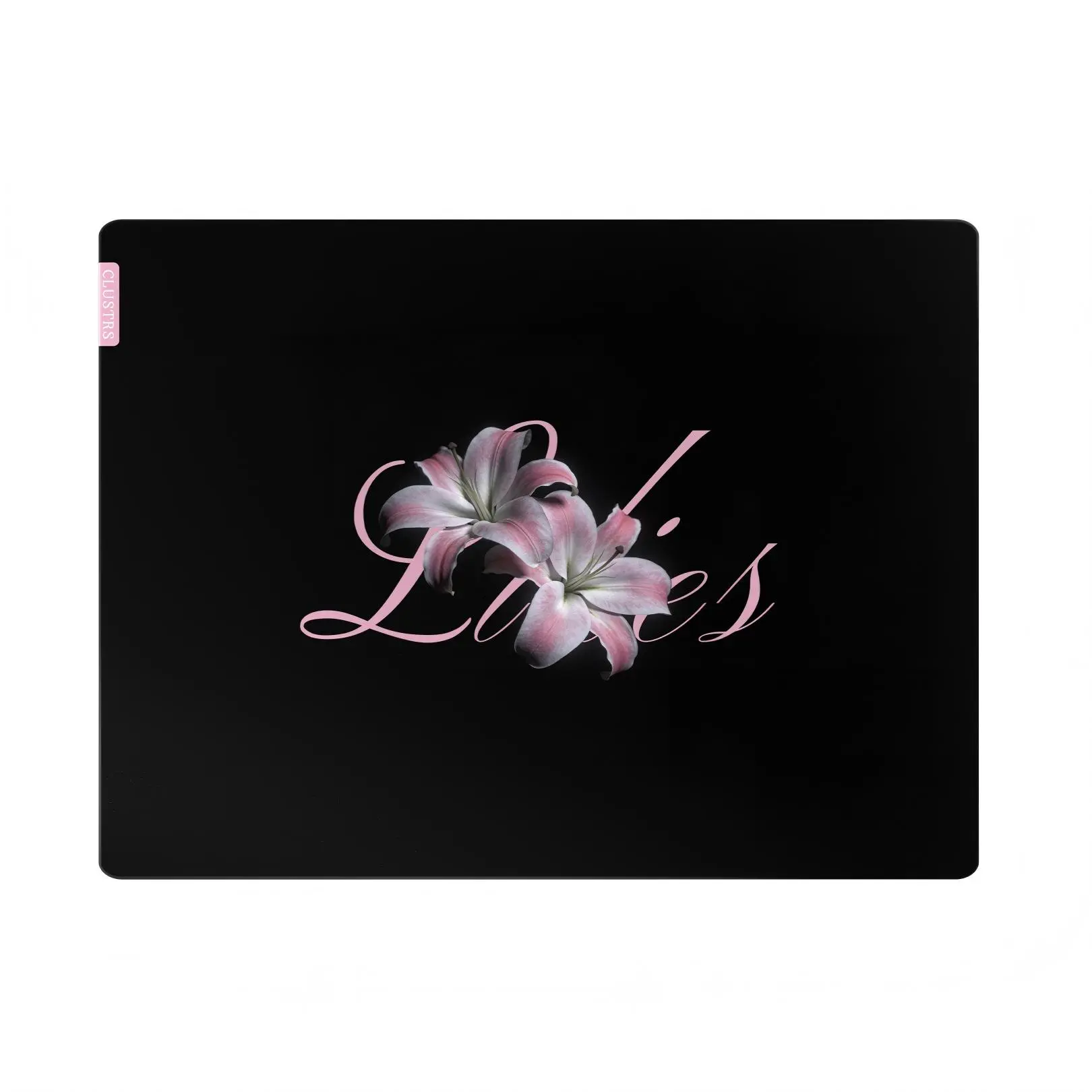 CLUSTRS Black Lilies Glass Mousepad - Dark Floral Design, Micro-Etched Glass Surface, Smooth Glide, Precise Control, Anti-Fingerprint Coating, for Gamers, Creative Work, Aesthetic Desk Setup, 3 Sizes Available