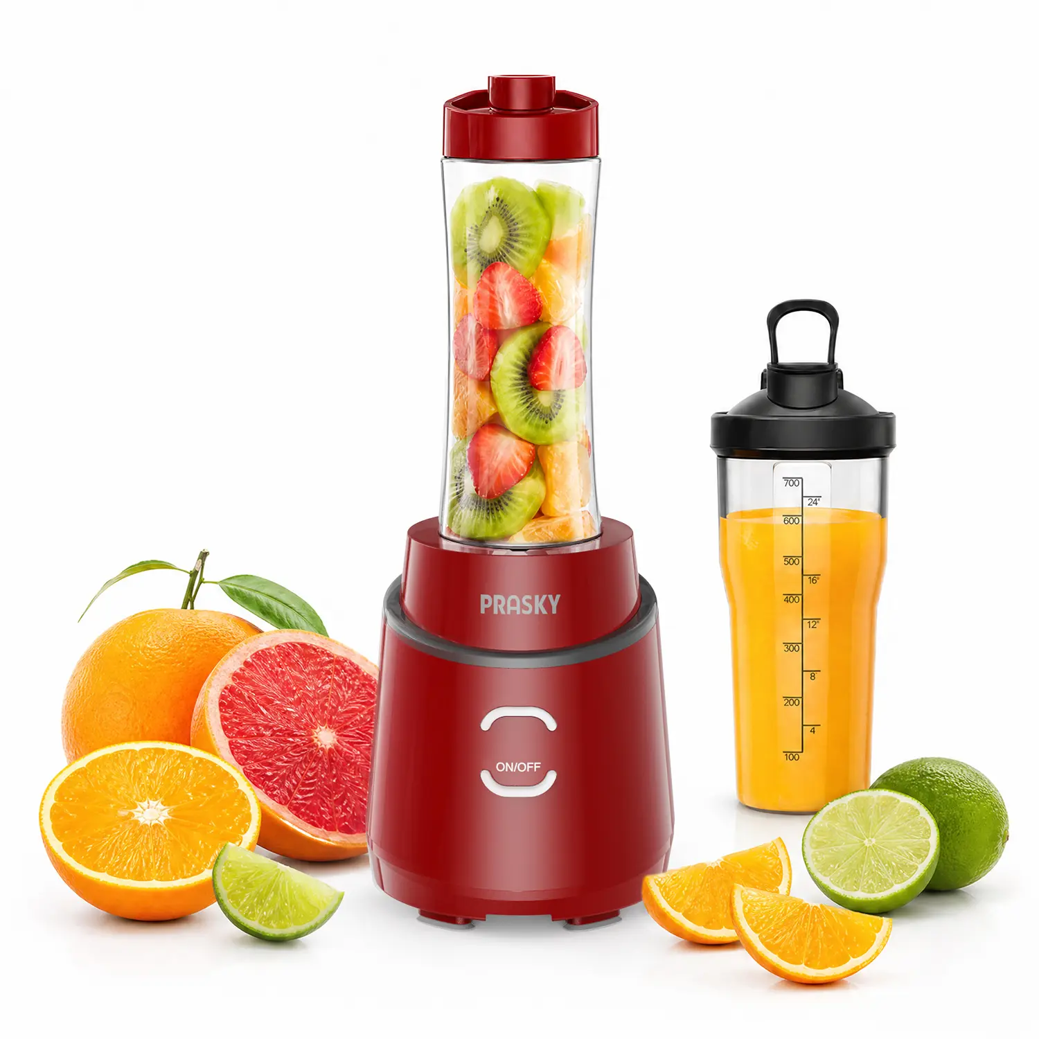 Prasky Professional Blender 900W, 22,000 RPM Smoothie Maker – Frozen Fruit & Ice Crusher, 20oz + 24oz Travel Cups, Dishwasher Safe Parts, Multifunctional Food Processor & Juicer Machine for Home Kitchen Use