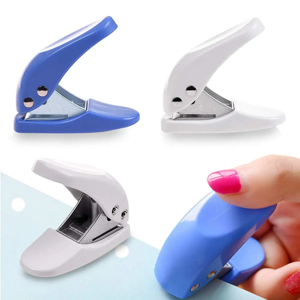 4PCS Mini 1-Hole Smooth Hole Puncher, Handheld Portable Office Stationery, Office Accessories, 10-Sheet Capacity, Random Color for Home Use Classroom Supplies