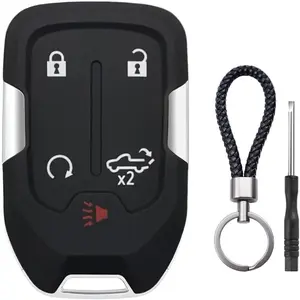 Key Fob Shell Case Replacement For Chevy Silverado 2022,2021,2020,2019 and GMC Sierra 1500,2500HD,3500HD 5 Button Keyless Entry Remote Control Smart Car Key Fob Cover